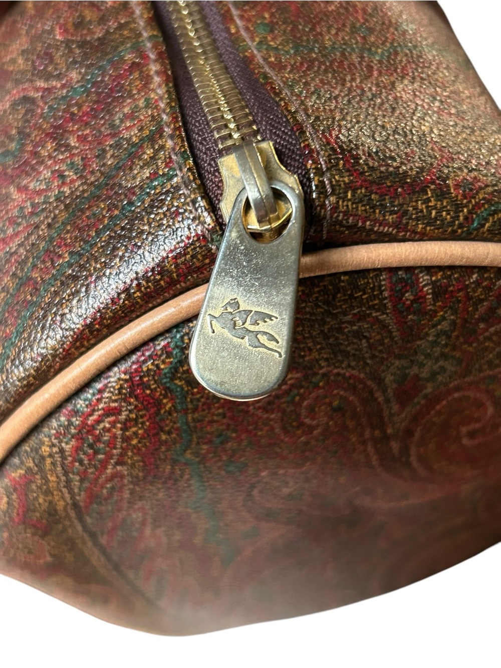 EXCELLENT VINTAGE ETRO Milano 12" Large Paisley Papillion Boston Barrel Bag 2001 - Picture 6 of 11